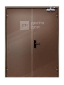 Коричневая противопожарная дверь EI-30 двупольная глухая ДП-686